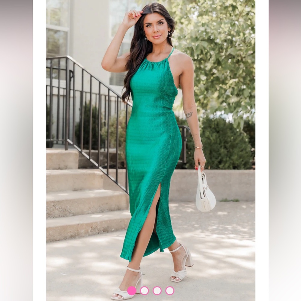 HP🎉 Pink Lily A Beautiful Morning Turquoise Textured Midi Dress